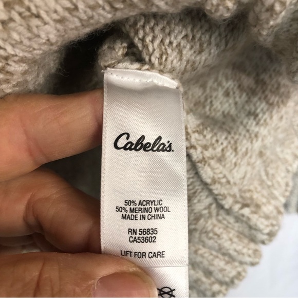 Cabela’s Women’s Sweater Crew Neck Raglan Sleeve Camel/White Rounded Tail - Picture 7 of 8